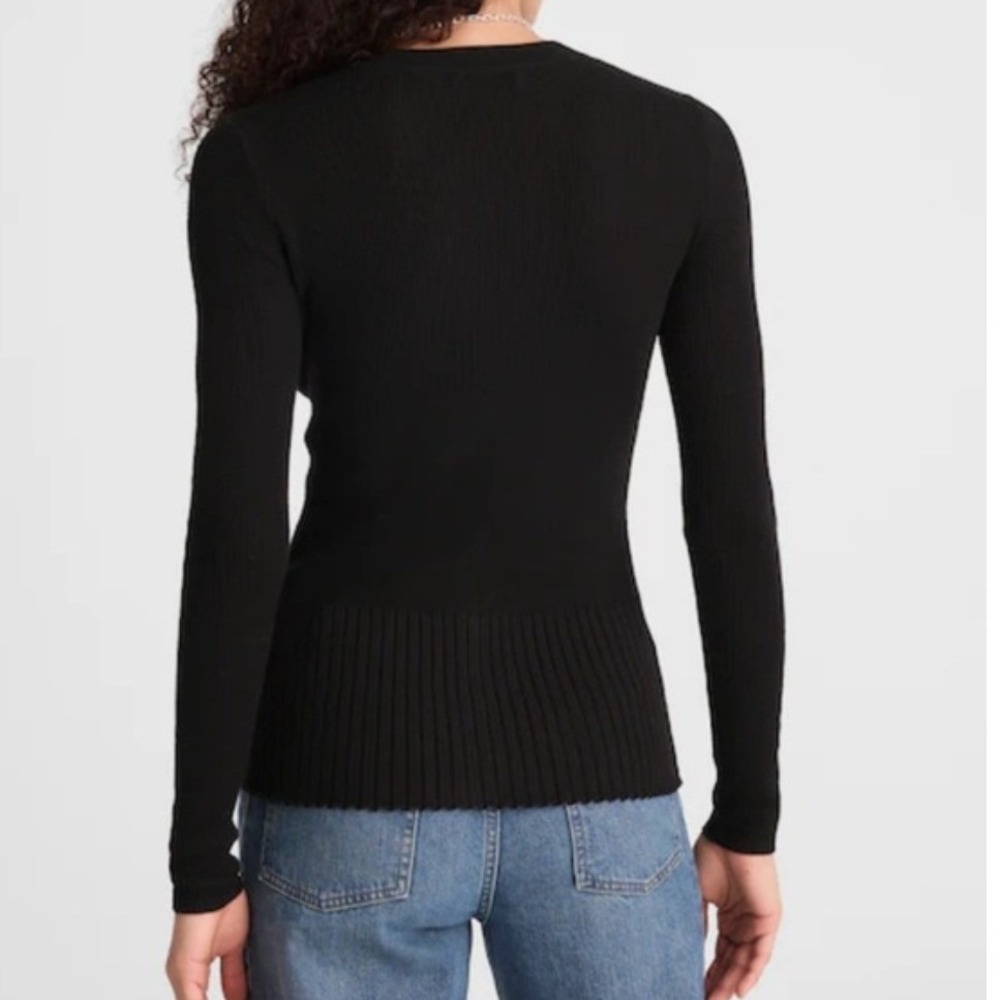 Madewell Black Merino Silk Blend V-Neck Button Front Cardigan Sweater Black XS - Picture 2 of 11